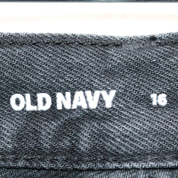 Old Navy Black High-Rise Slouchy Straight Secret Slim Pockets Cotton Jeans Sz 16 - Picture 4 of 6